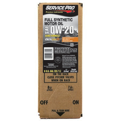 Service Pro 0W-20 Euro Full Synthetic Dexos D Motor Oil 6 Gal E-Pak
