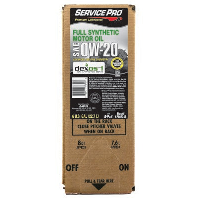 Service Pro 0W-20 Full Synthetic Dexos Gen 3 Motor Oil 6 Gal E-Pak