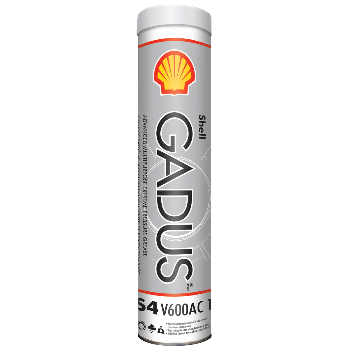 Shell Gadus S4 V600AC NLGI 1.5 Grease, 400 g Tubes, Case of 10 — individual container shown