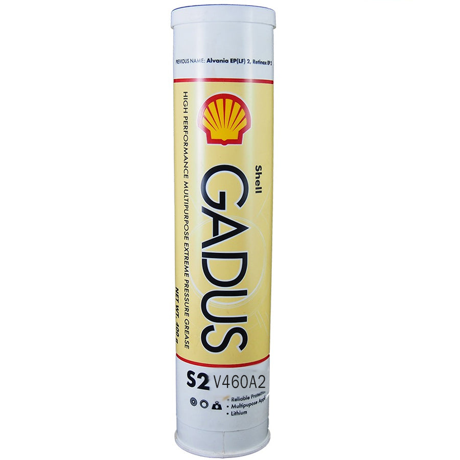 Shell Gadus S2 V460A NLGI 2 Grease, 400 g Tubes, Case of 10 — individual container shown