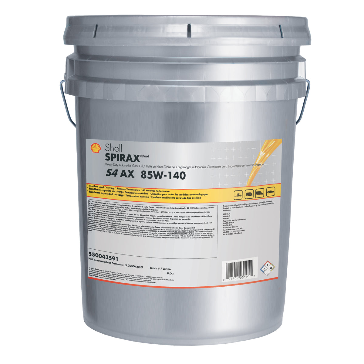 85w140 Spirax S4 AX Gear Oil 20 Liter Pail