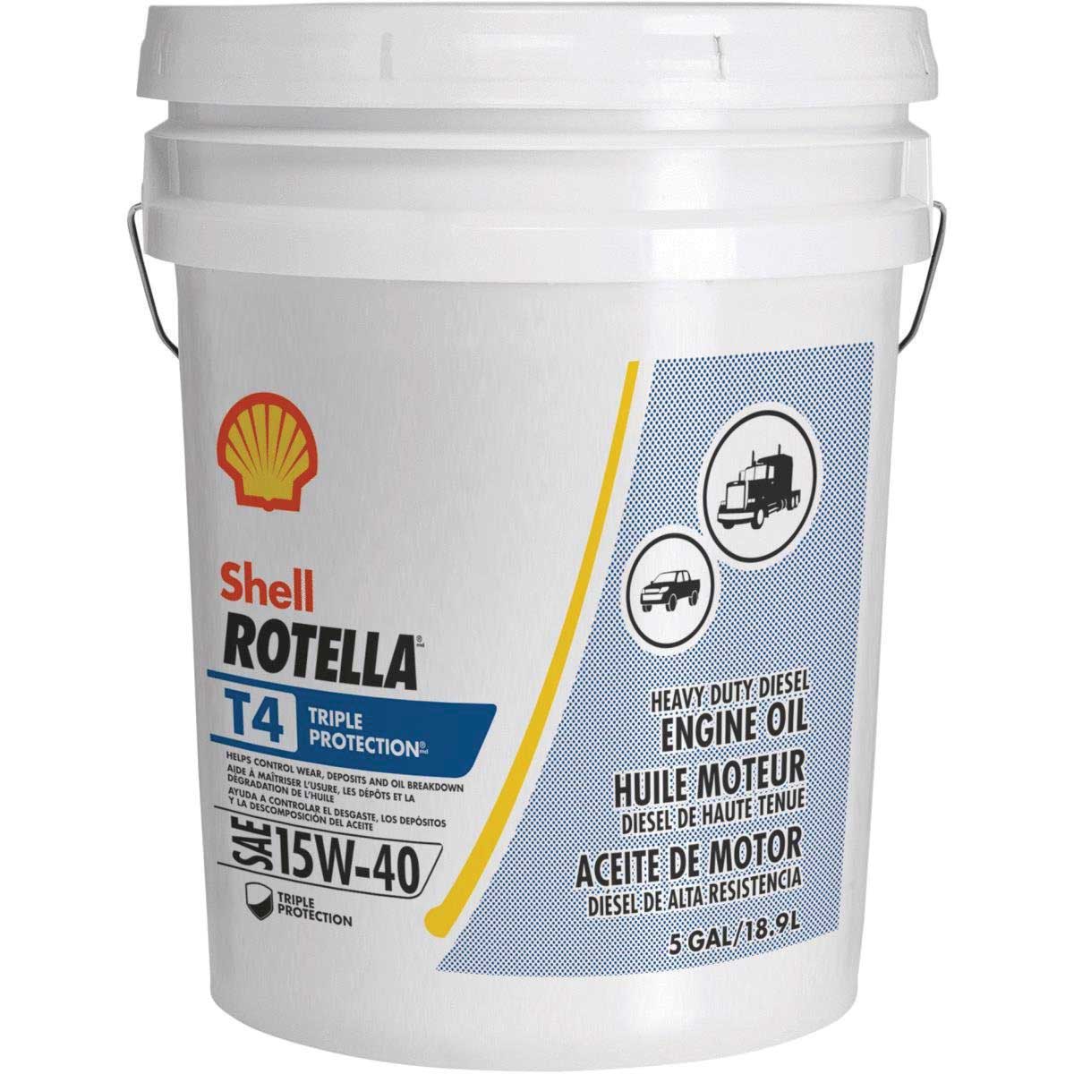 Shell 15w40 Rotella T4 Triple Protection 5 Gal Pail