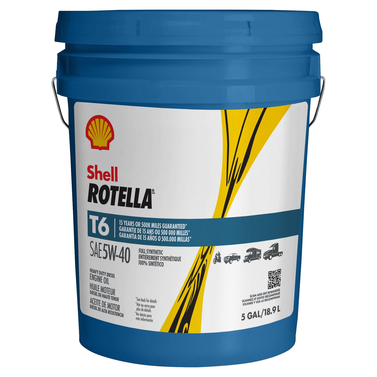 Shell 5w40 Rotella T6 Full Syn 5 Gal Pail