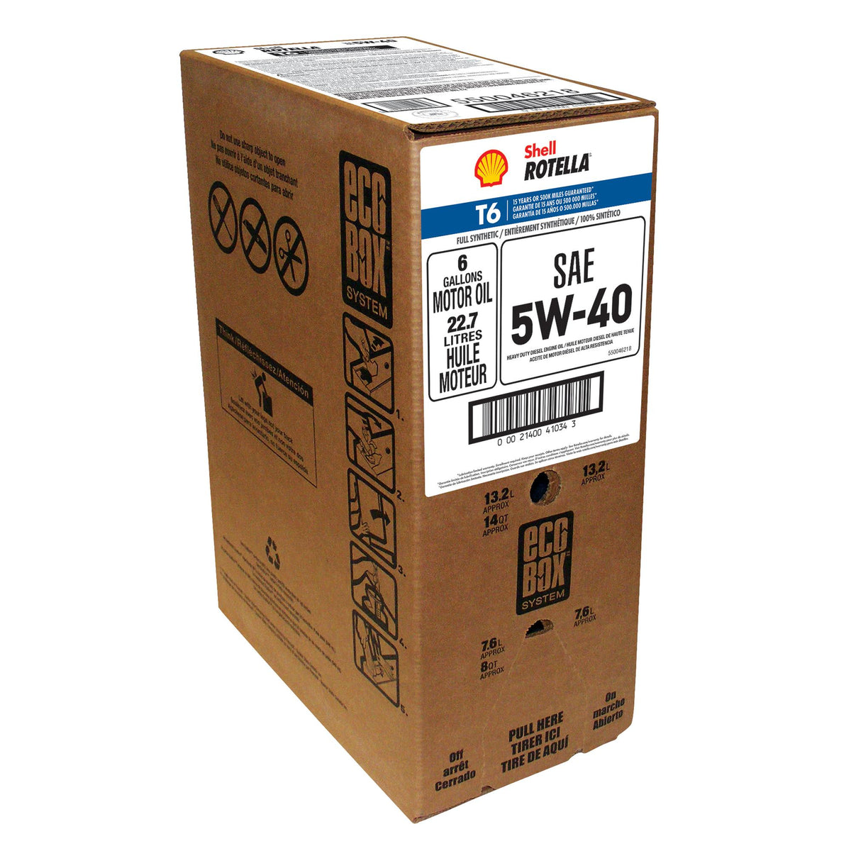 Shell 5w40 Rotella T6 Full Syn 6 Gal Ecobox