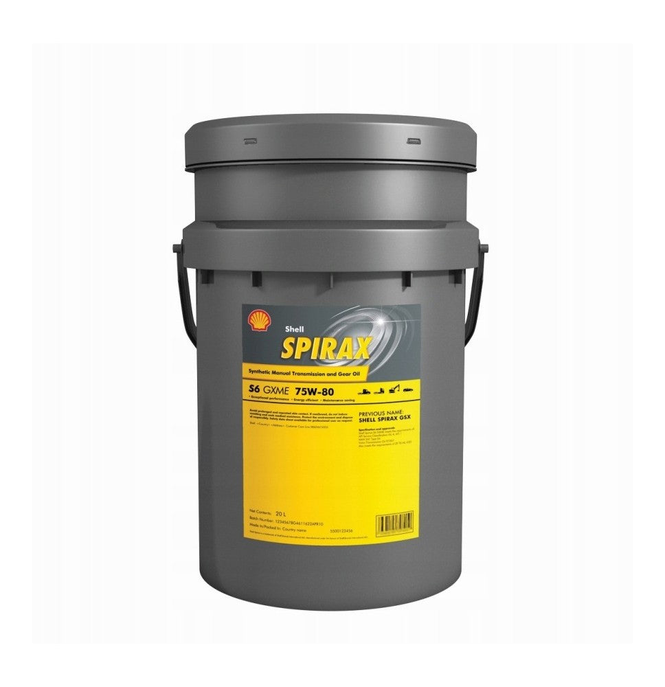 Shell 75w80 Spirax S6 GXME Gear Oil 20 Liter Pail