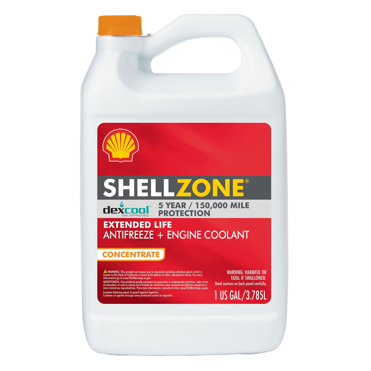 ShellZone DEX-COOL Antifreeze/Coolant, Orange Concentrate, 1 Gallon, Case of 6 — individual container shown